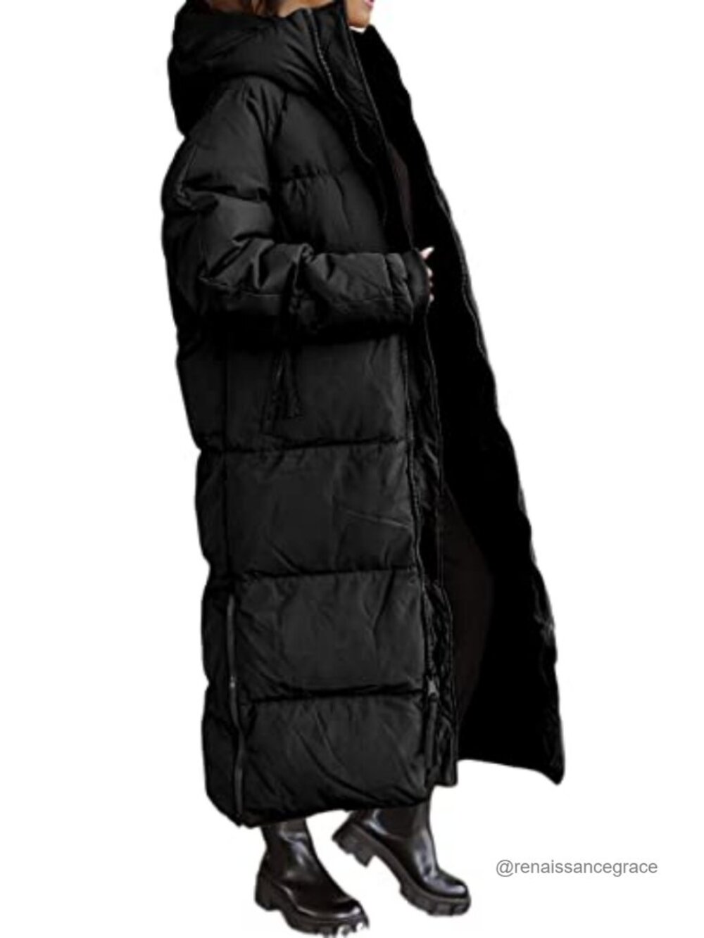 Women Long Quilted Hooded Maxi Puffer Jacket Down Alternative Winter Coat